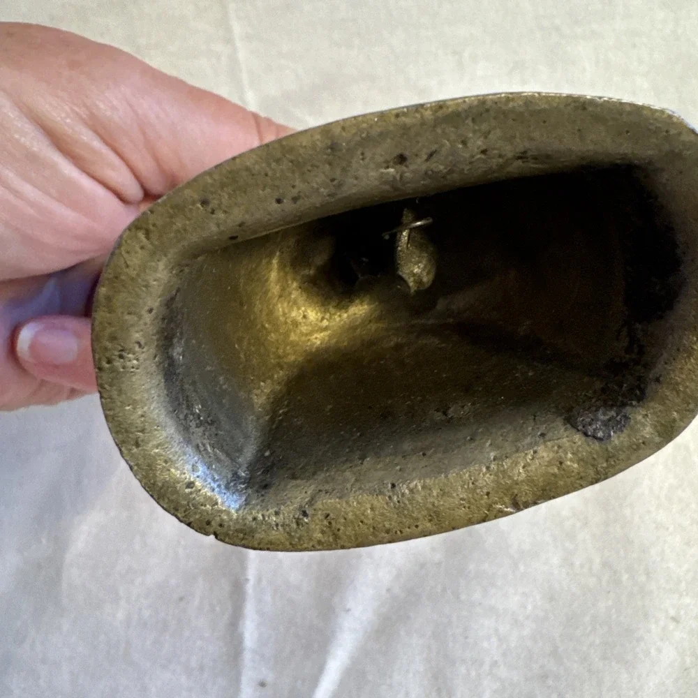 VTG Etched Brass Hand Bell - India - Floral Leaf Design - Boho Decor - 4